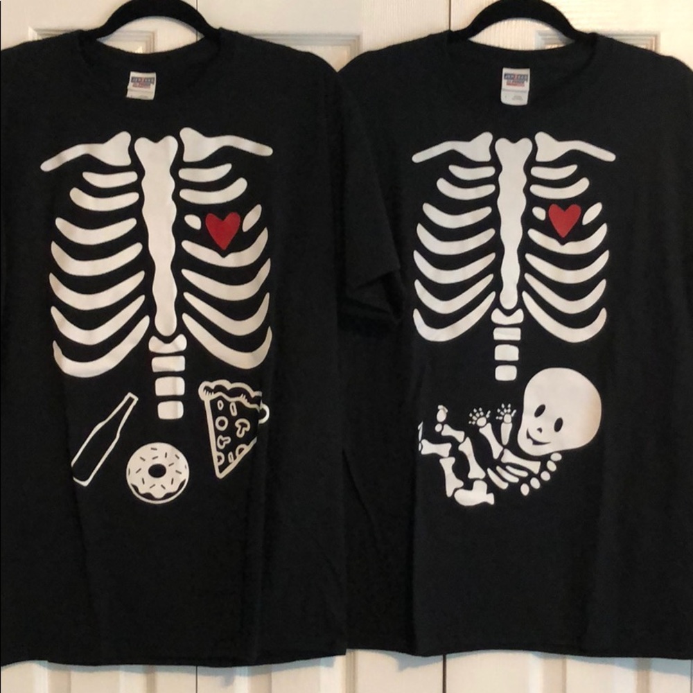 His and hers skeleton T-shirts